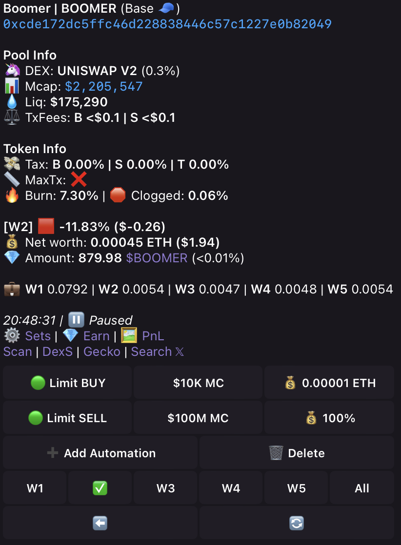 Limit Orders Interface